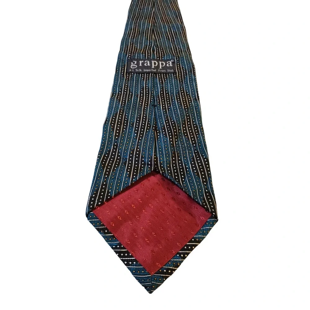 VINTAGE GRAPPA IMPORTED ITALIAN SILK‎ NECK TIE 100% Silk Geometric Multicolor